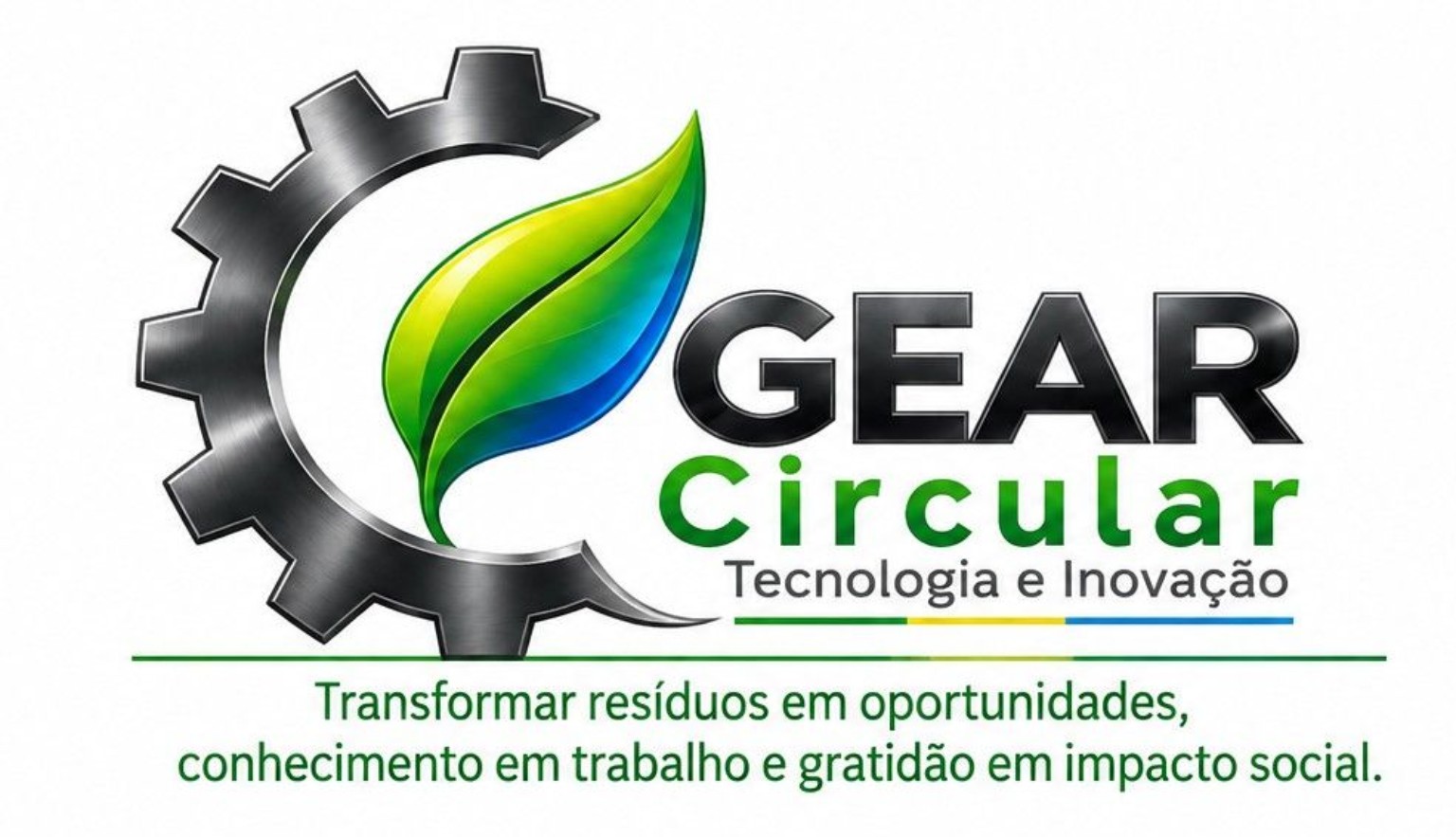 Logotipo oficial GEAR Circular Tecnologia e Inovação e lema institucional